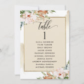 Cartes de plan de siège beige et rose avec nom (Devant)