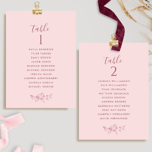 Cartes de Plan de Siège Élégantes Roses avec Noms