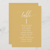 Cartes de plan de siège jaune moutarde avec nom d' (Devant / Derrière)