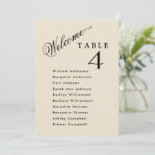 Cartes de plan de siège Mariage beige avec nom (Debout devant)