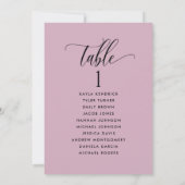 Cartes de plan de siège mauve avec nom d'invité (Dos)