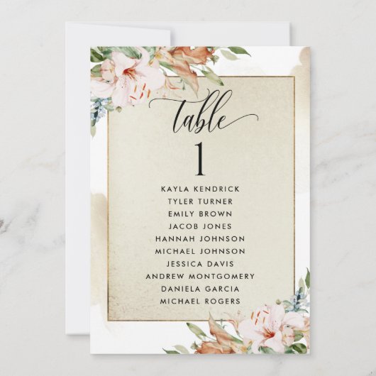 Cartes de plan de siège or et rose avec nom d'invi (Dos)