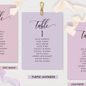 Cartes de plan de siège pourpre avec les noms des