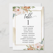 Cartes de plan de siège rose et beige avec nom (Dos)