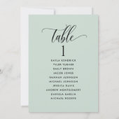 Cartes de plan de siège vert Sage avec nom d'invit (Dos)