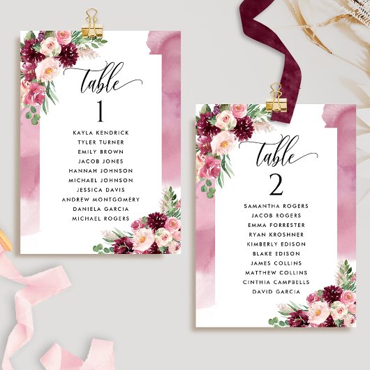 Cartes de Plan de Table avec Noms des Invités Bord