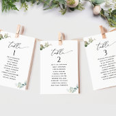 Cartes de plan de table avec verdure et noms des i