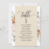 Cartes de plan de table Beige Blooms avec noms des (Devant)