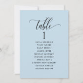 Cartes de plan de table bleu poussiéreux avec noms (Dos)