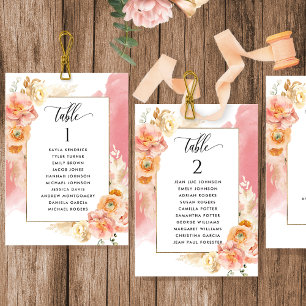 Cartes de plan de table Corail avec noms des invit