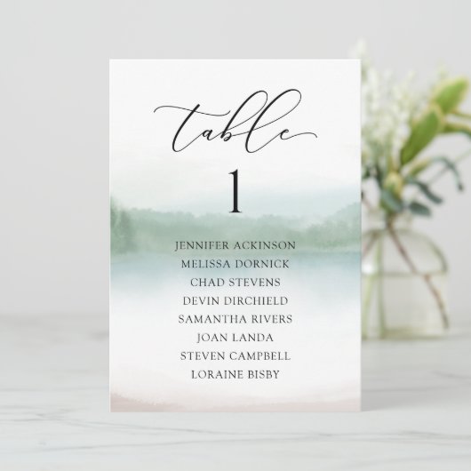 Cartes de plan de table de mariage abstrait Lac & (Debout devant)