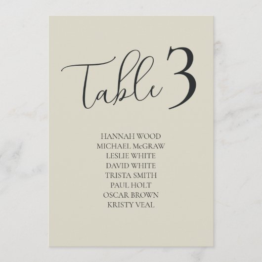 Cartes de plan de table de mariage Coquilles d'Huî (Devant)