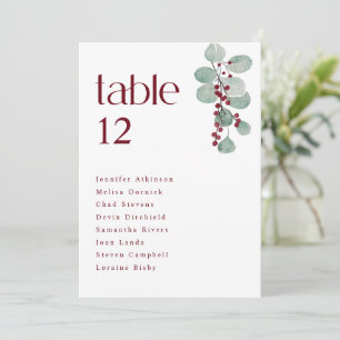 Cartes de plan de table de mariage d'hiver simple 