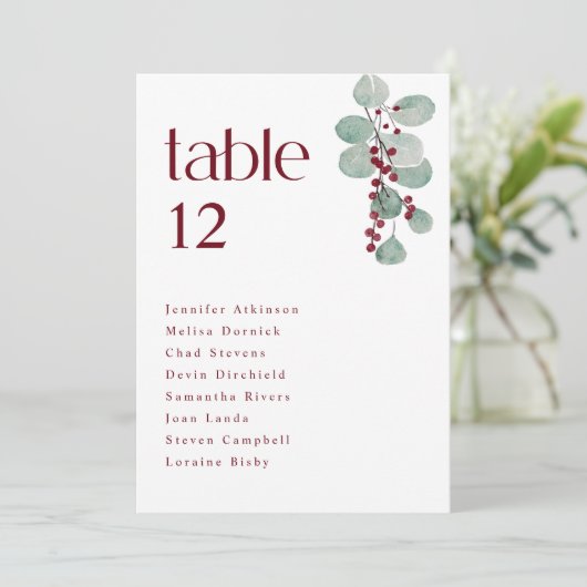 Cartes de plan de table de mariage d'hiver simple  (Debout devant)