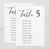 Cartes de plan de table de mariage élégantes noir  (Devant / Derrière)