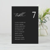 Cartes de plan de table de mariage noir moderne (Debout devant)