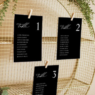 Cartes de plan de table de mariage noir moderne