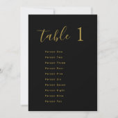 Cartes de Plan de Table de Mariage | Or sur Noir (Devant)