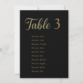 Cartes de Plan de Table de Mariage | Or sur Noir (Dos)