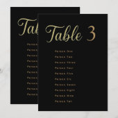 Cartes de Plan de Table de Mariage | Or sur Noir (Devant / Derrière)