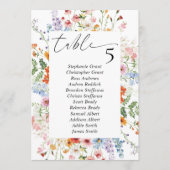 Cartes de plan de table de mariage Prairie Fleurie (Devant)