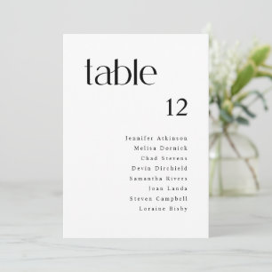 Cartes de plan de table de mariage simple moderne