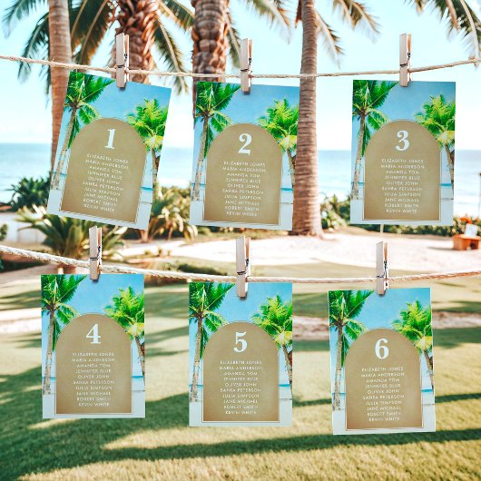Cartes de plan de table de mariage tropical pour m