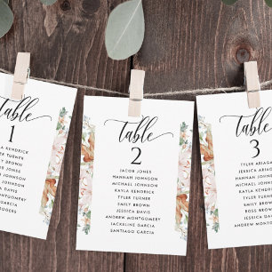Cartes de plan de table Earthy Blooms avec noms de