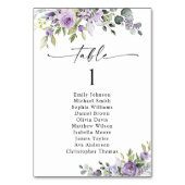 Cartes de plan de table Fleur Violette Romantique (Dos)
