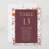 Cartes de plan de table Fleurs sauvages Boho pour  (Devant)