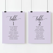 Cartes de plan de table lavande élégantes avec nom
