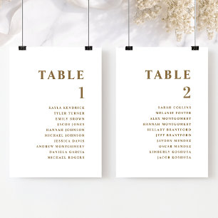 Cartes de plan de table minimalistes en or avec no
