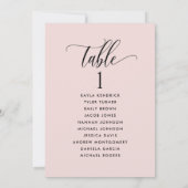 Cartes de plan de table Rose Poussiéreuse avec nom (Dos)
