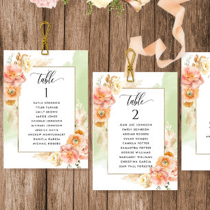 Cartes de plan de table vertes avec noms des invit