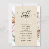 Cartes de plan en fleurs beiges avec noms d'hôtes (Dos)