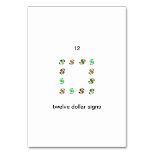 Cartes de poche Numéro de douze dollars
