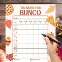 Cartes de pointage du Bunco de Thanksgiving