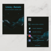 Cartes de port de bijoux Editable Dark Blue Waves (Devant / Derrière)