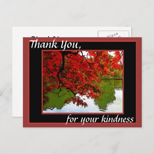 Cartes de poste Merci Scène d'automne (Devant / Derrière)