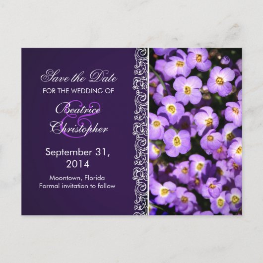 Cartes de préavis de fleurs violettes (Devant)