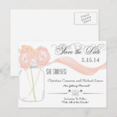 Cartes de préavis de mariage en pot Mason floral (Devant / Derrière)