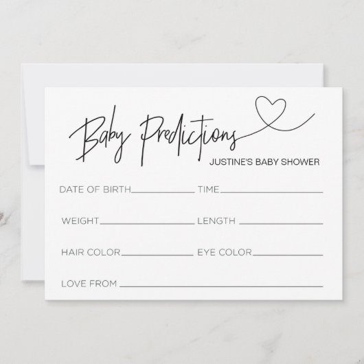 Cartes de prédiction de Baby shower customisé Coeu (Devant)