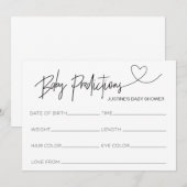 Cartes de prédiction de Baby shower customisé Coeu (Devant / Derrière)