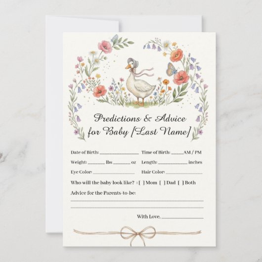 Cartes de prédictions Bébé Fleur Sauvage de Mère l (Devant)