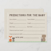 Cartes de prédictions bébé forêt pour Baby Shower (Devant / Derrière)