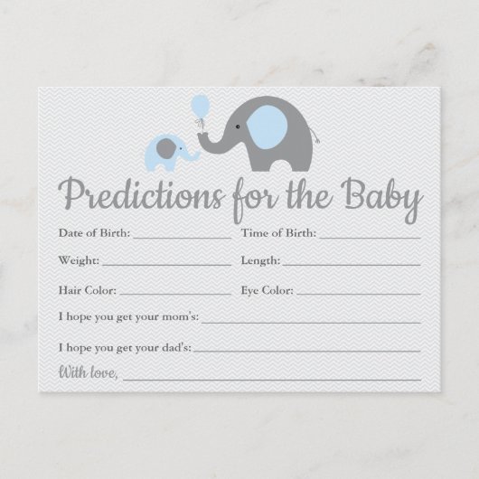 Cartes de prédictions pour bébé Eléphant Bleu Cade (Devant)