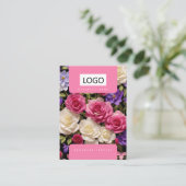 Cartes de présentation de bijoux Roses Rose Blanc (Debout devant)