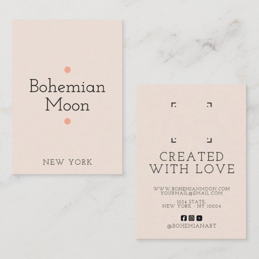 Cartes de présentation de boucles d'oreilles bohèm (Devant / Derrière)