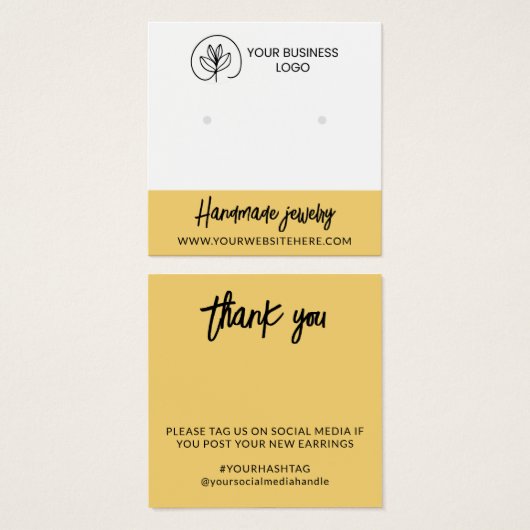 Cartes de présentation de boucles d'oreilles en ja (Devant & derrière)