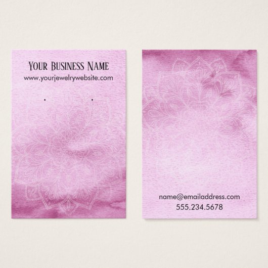 Cartes de présentation de boucles d'oreilles en ma (Devant & derrière)